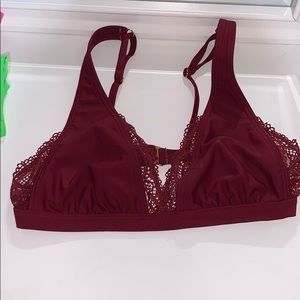 Maroon lace bikini top